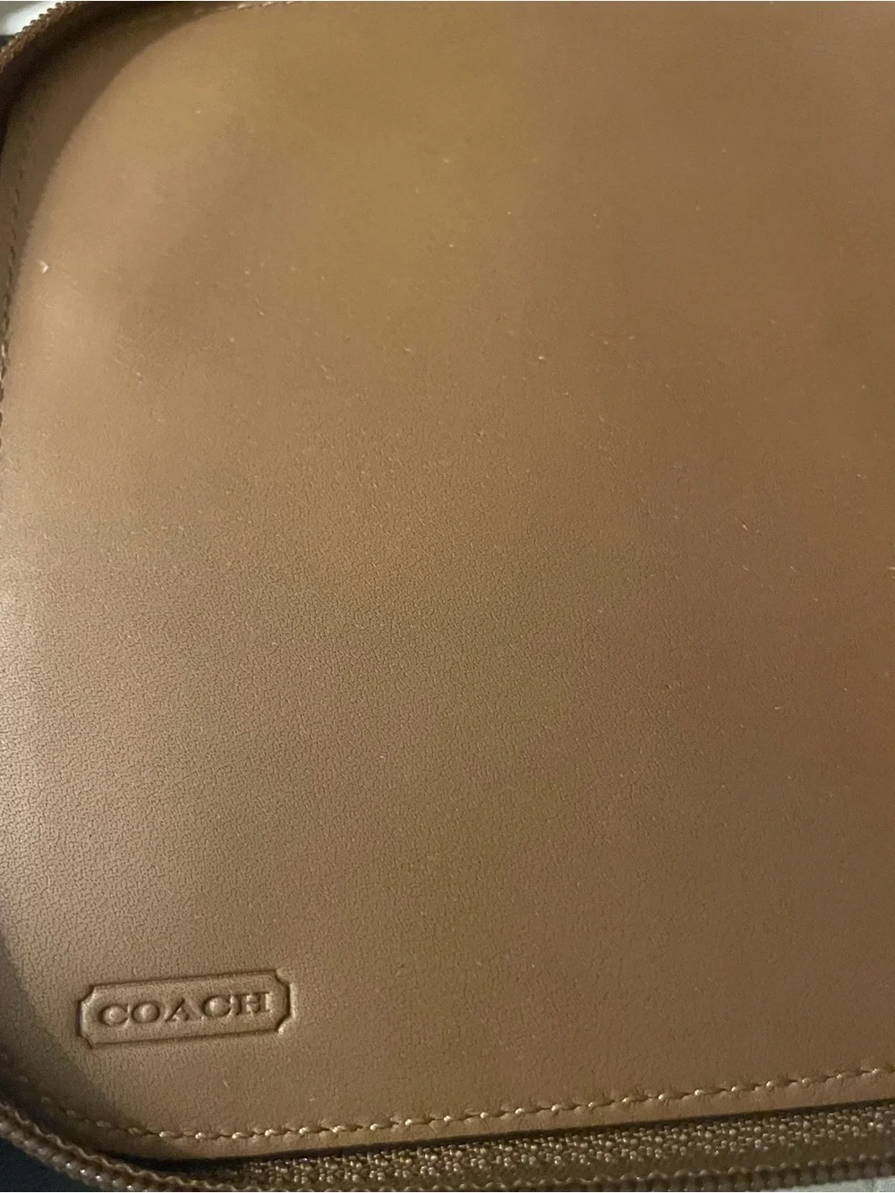 Coach Monogram Canvas CD Case Or Pouch with Tan Trim